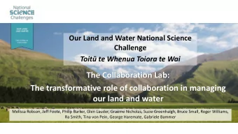 The transformative role of collaboration in managing  our land and water  Melissa Robson, Jeff
