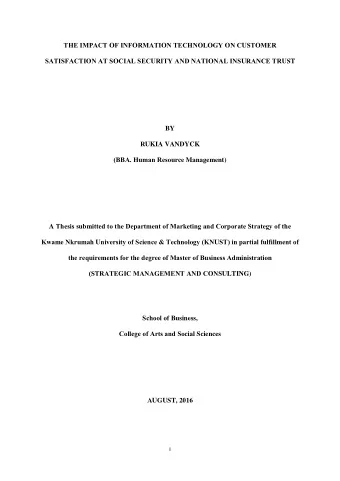 THE IMPACT O F INF O RMATI O N TECHN O L O GY O N C U ST O MER SATISFACTI O N AT S O CIAL SEC U