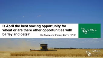 wheat or are there other opportunities with  barley and oats?  Raj Malik and Jeremy Curry, DPIRD