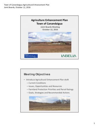 Agriculture Enhancement Plan Town of Canandaigua Joint Boards Meeting  October 12, 2016 October 12,