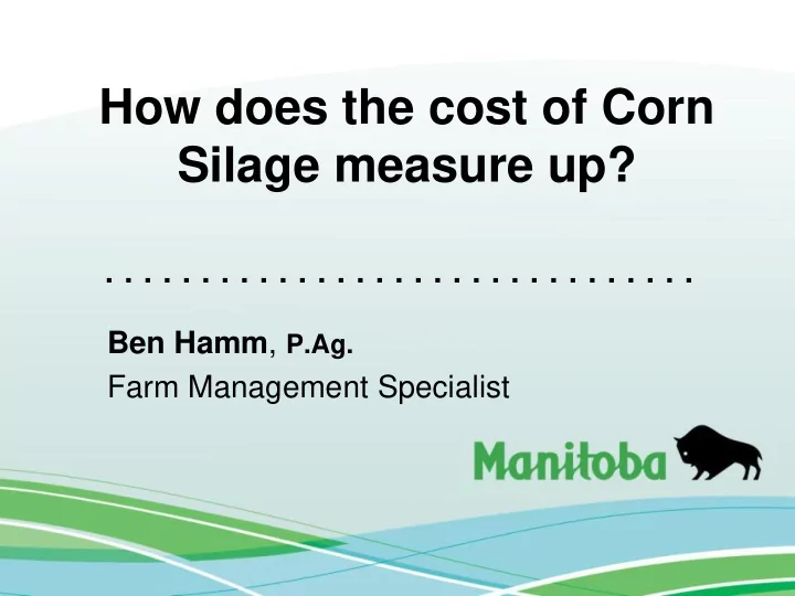 how does the cost of corn silage measure up