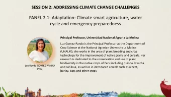 PANEL 2.1: Adaptation: Climate smart agriculture, water  cycle and emergency preparedness