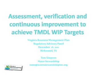 Virginia Resource Management Plan Virginia Resource Management Plan Regulatory Advisory Panel
