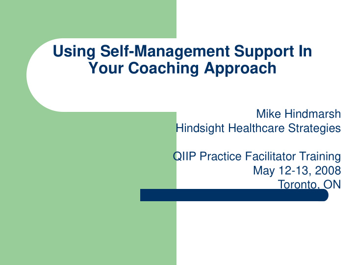 using self management support in your coaching approach