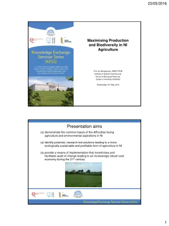 Presentation aims  (a) demonstrate the common bases of the difficulties facing  agriculture and