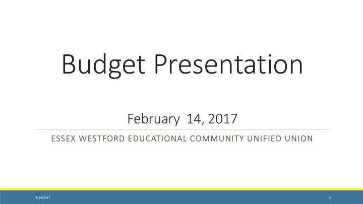 budget presentation