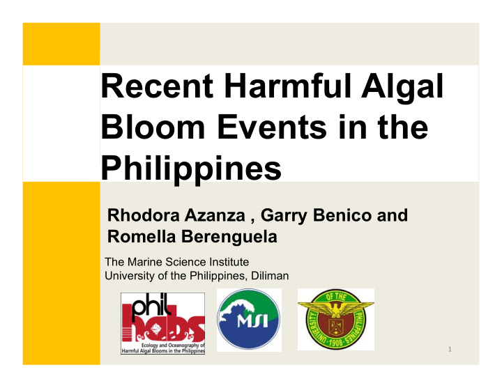recent harmful algal bloom events in the philippines