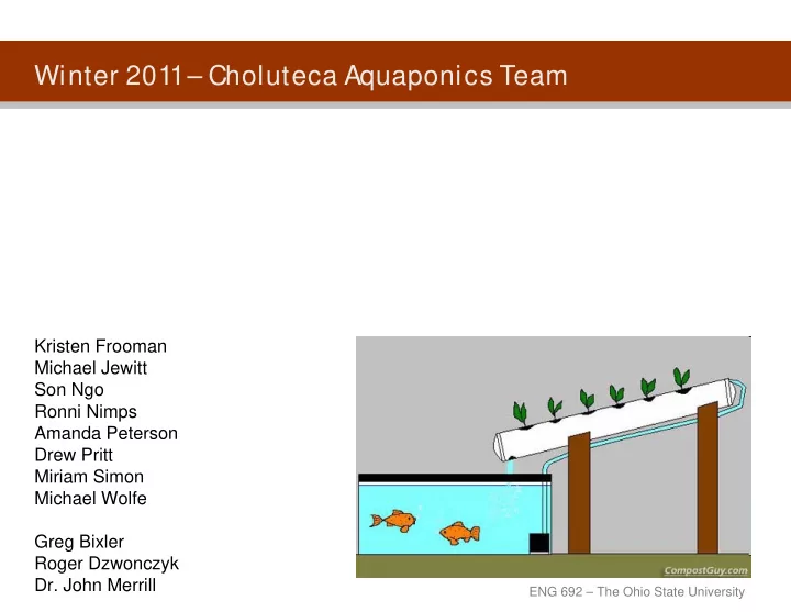 winter 2011 choluteca aquaponics team