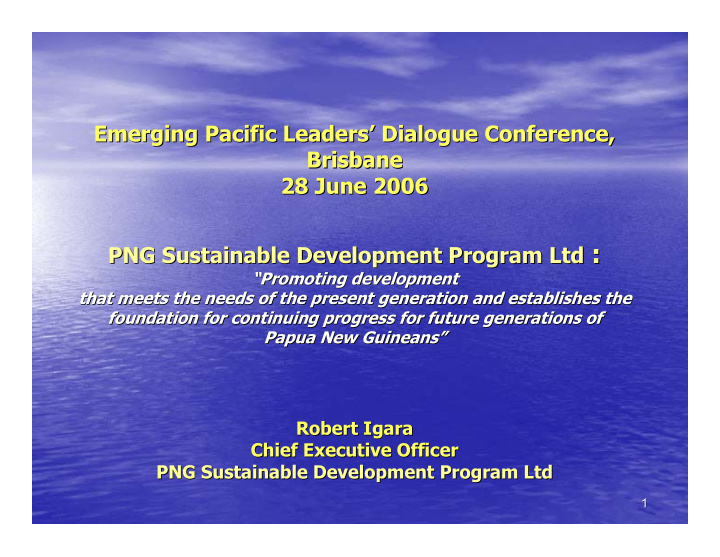 png sustainable development program ltd