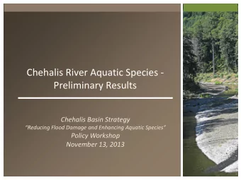 Preliminary Results  Chehalis Basin Strategy Reducing Flood Damage and Enhancing Aquatic