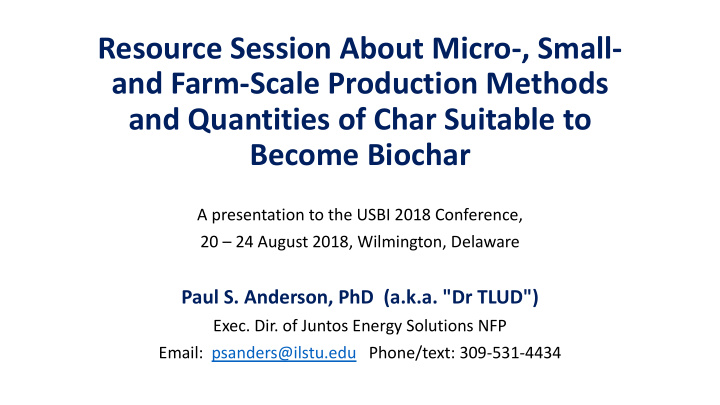 resource session about micro small and farm scale