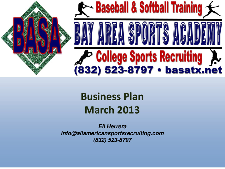 business plan march 2013