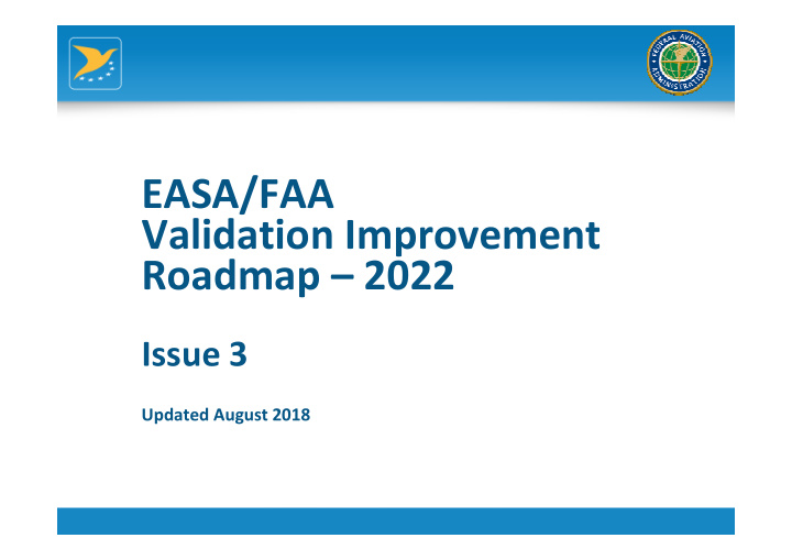 easa faa validation improvement roadmap 2022