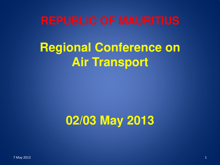 regional conference on air transport 02 03 may 2013