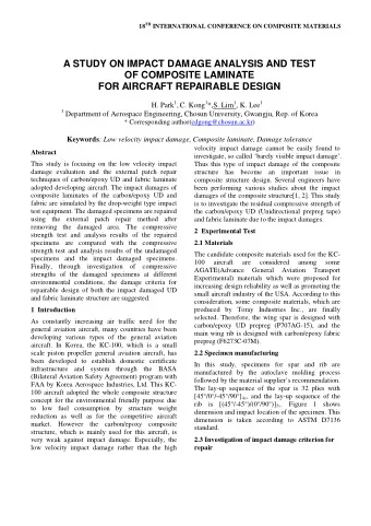 A STUDY ON IMPACT DAMAGE ANALYSIS AND TEST  OF COMPOSITE LAMINATE  FOR AIRCRAFT REPAIRABLE DESIGN