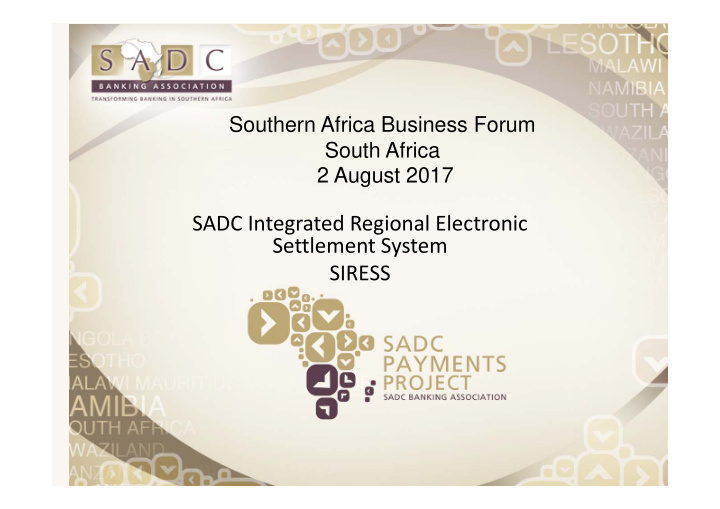 sadc integrated regional electronic settlement system