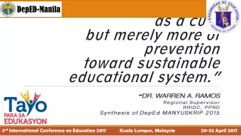 We have to do research not  as a cure  but merely more of  prevention  toward sustainable