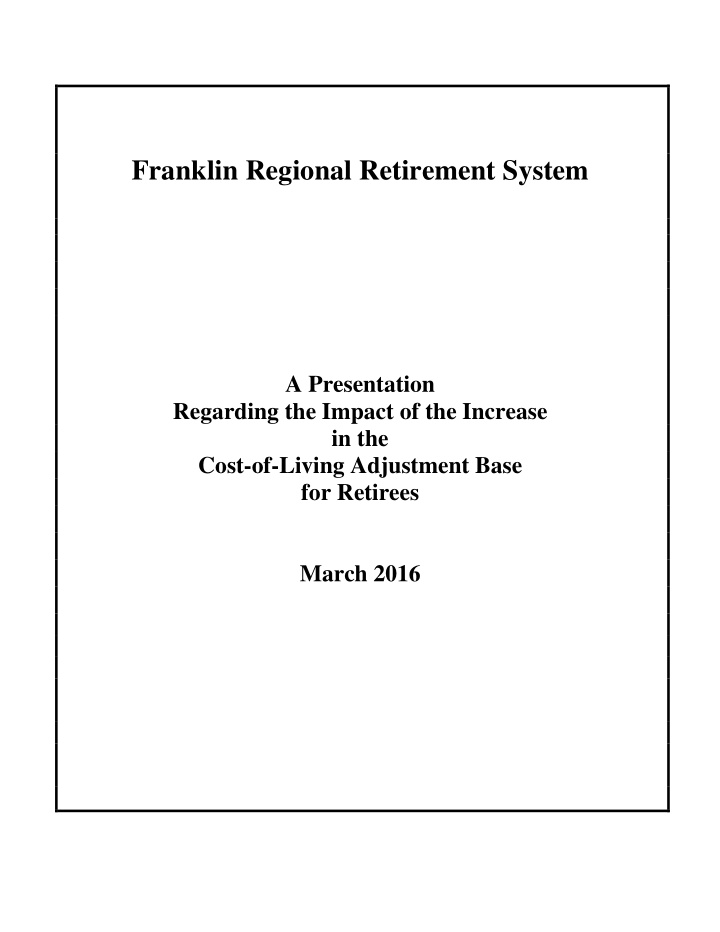 franklin regional retirement system