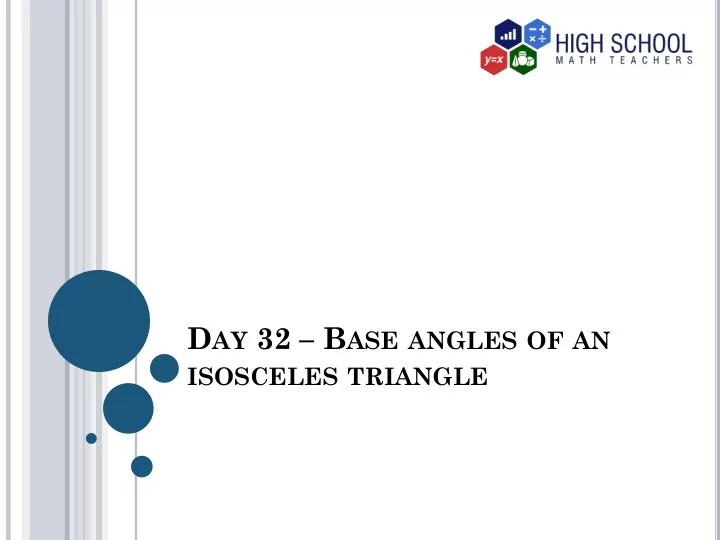 an isosceles triangle has the following key