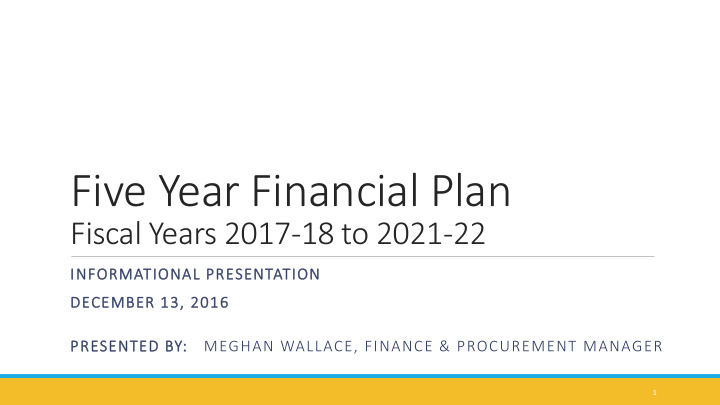 five year financial plan
