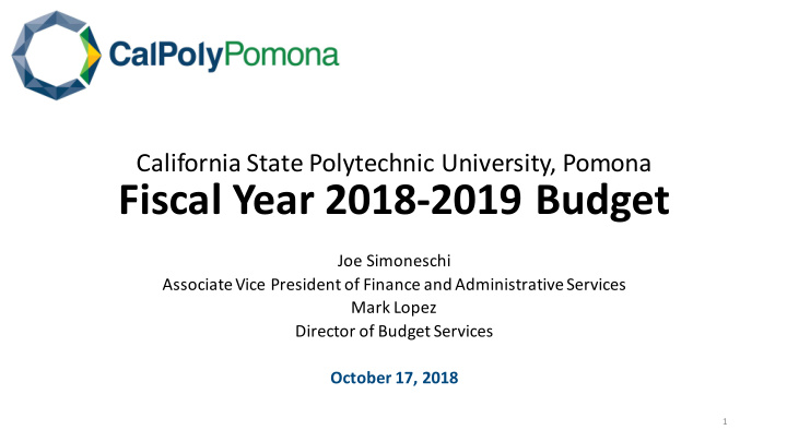 fiscal year 2018 2019 budget