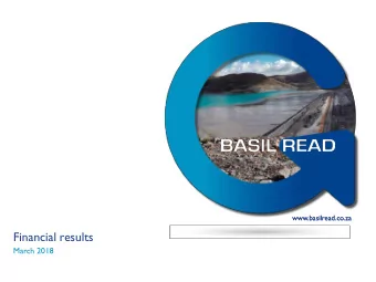 Financial results  March 2018  DISCLAIMER  Forward-looking statements  Certain statements in this