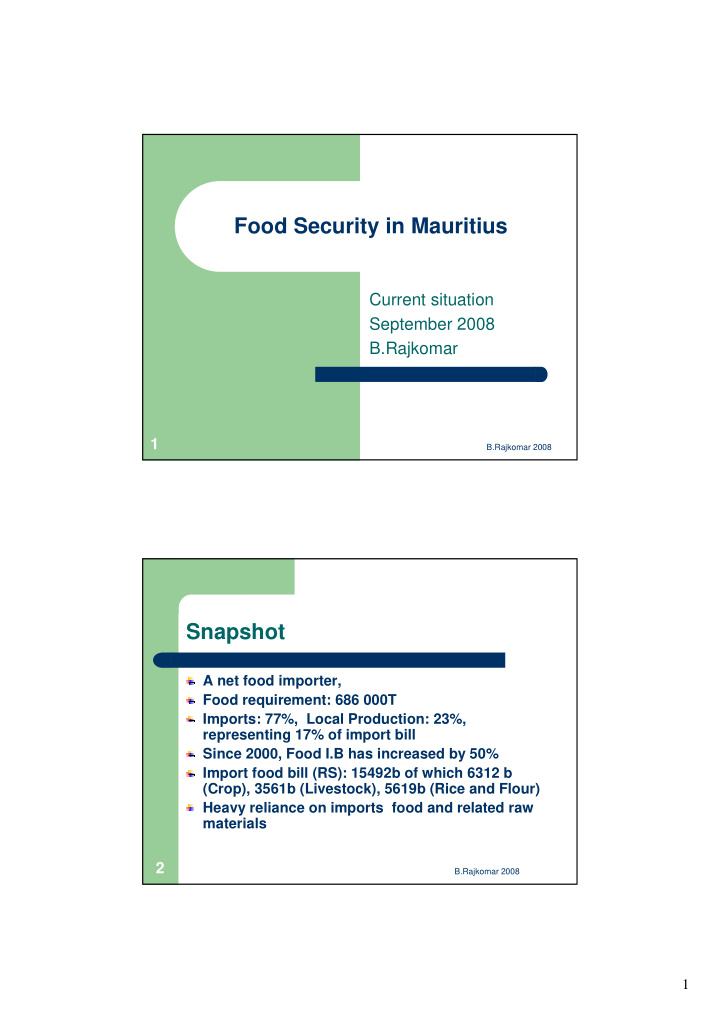 food security in mauritius