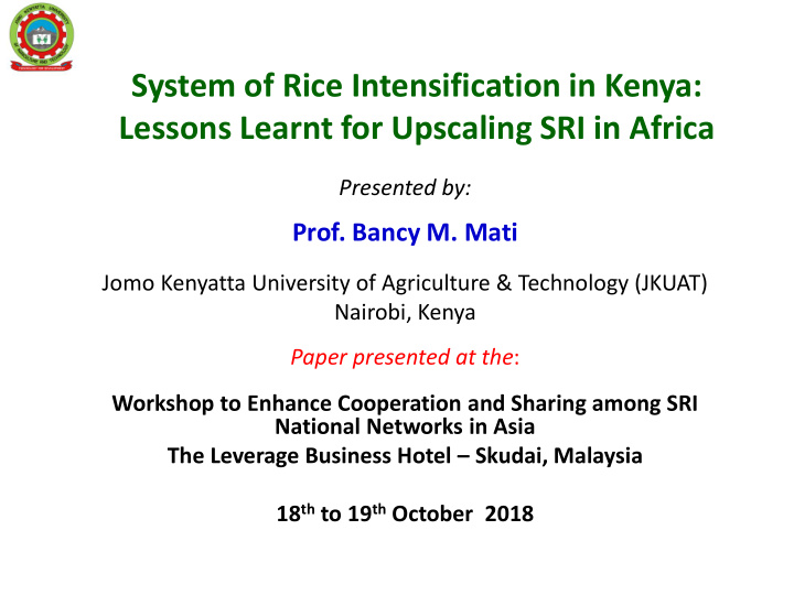 system of rice intensification in kenya