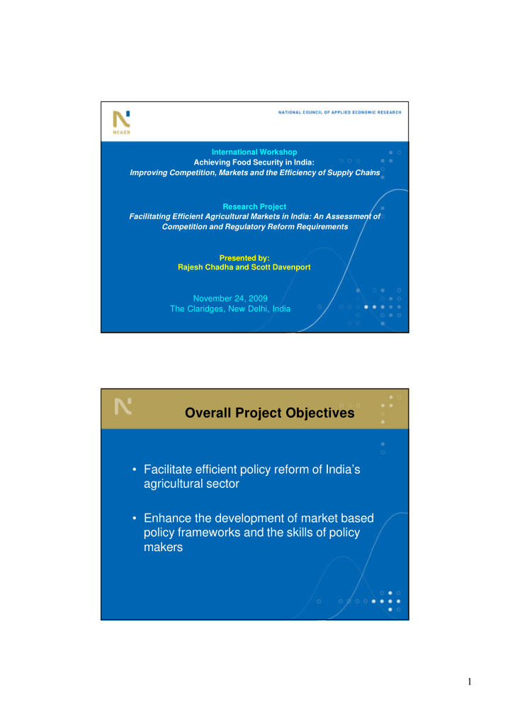 overall project objectives
