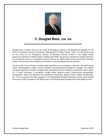 C. Douglas Bass, CEM, TEM  ************************************************  Douglas Bass currently