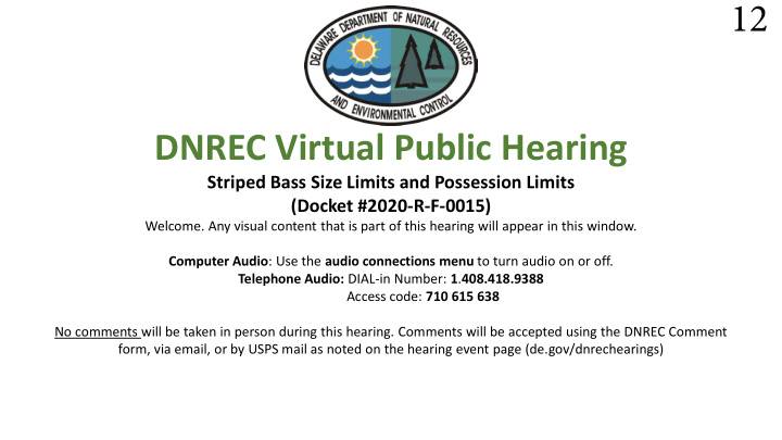 12 dnrec virtual public hearing