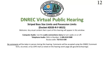 12  DNREC Virtual Public Hearing  Striped Bass Size Limits and Possession Limits  (Docket