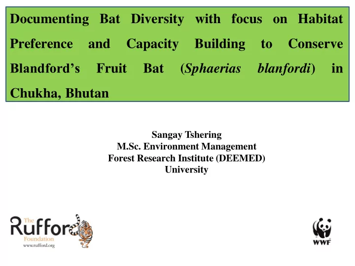 sangay tshering m sc environment management forest
