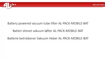 Batteri drevet vakuum lfter AL-PACK-MOBILE-BAT  Batterie betriebener Vakuum Heber