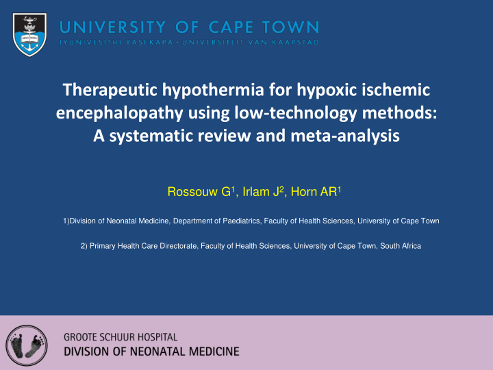 therapeutic hypothermia for hypoxic ischemic