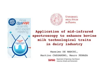 Application of mid-infrared  spectroscopy to enhance bovine milk technological traits  in dairy