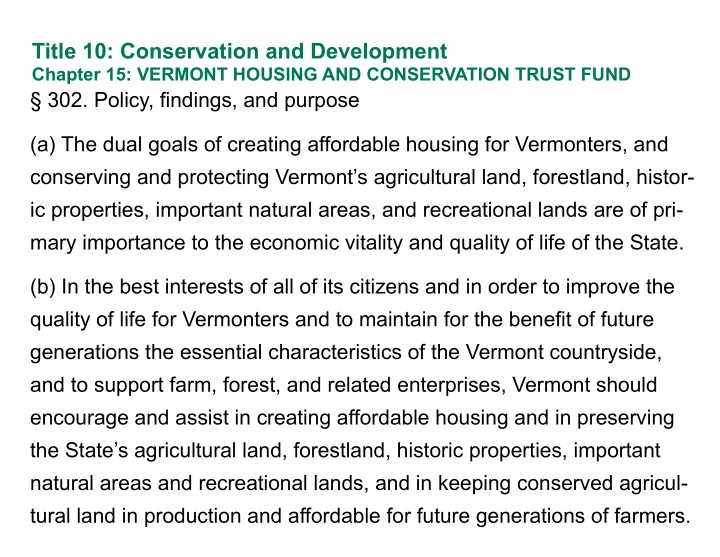 title 10 conservation and development
