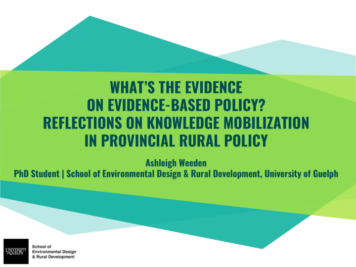 what s the evidence on evidence based policy reflections
