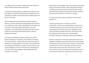 The folklore goes in the Diocese of Bristol that in March 2006, the  But the folklore or that