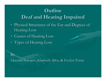 Outline  Outline  Deaf and Hearing Impaired  Deaf and Hearing Impaired   Physical Structures of