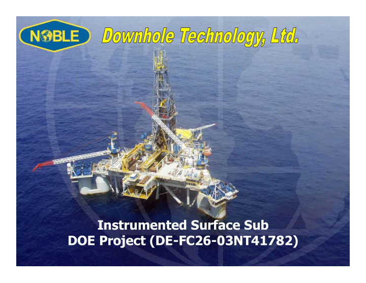 instrumented surface sub doe project de fc26 03nt41782
