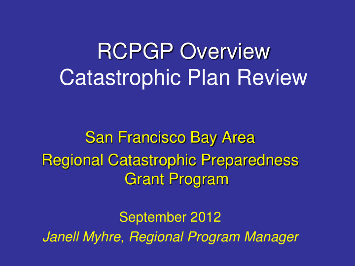 rcpgp overview catastrophic plan review