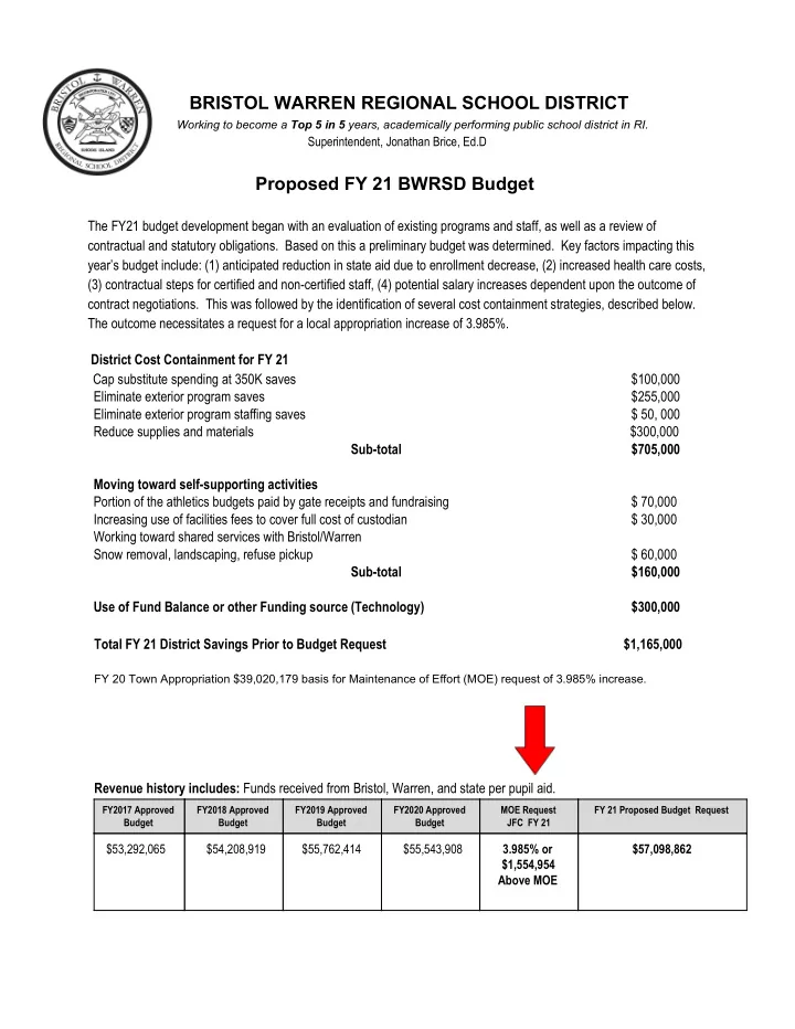 bristol warren regional school district working to become