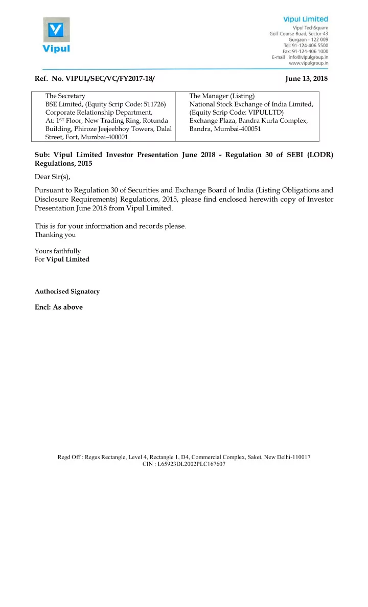 ref no vipul sec vc fy2017 18 june 13 2018