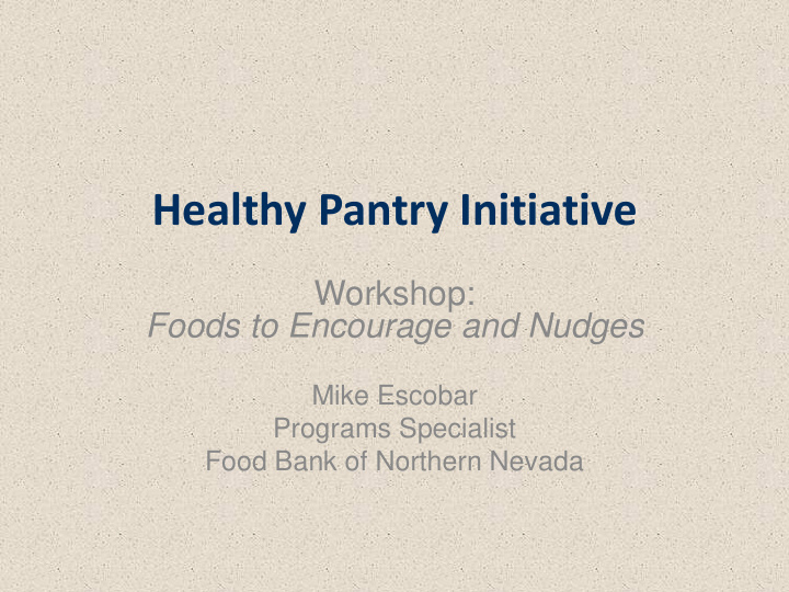 healthy pantry initiative