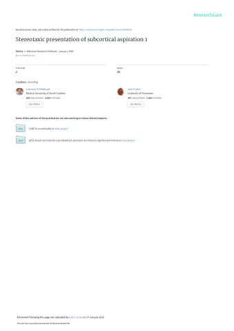 Stereotaxic presentation of subcortical aspiration 1 Article in Behavior Research Methods