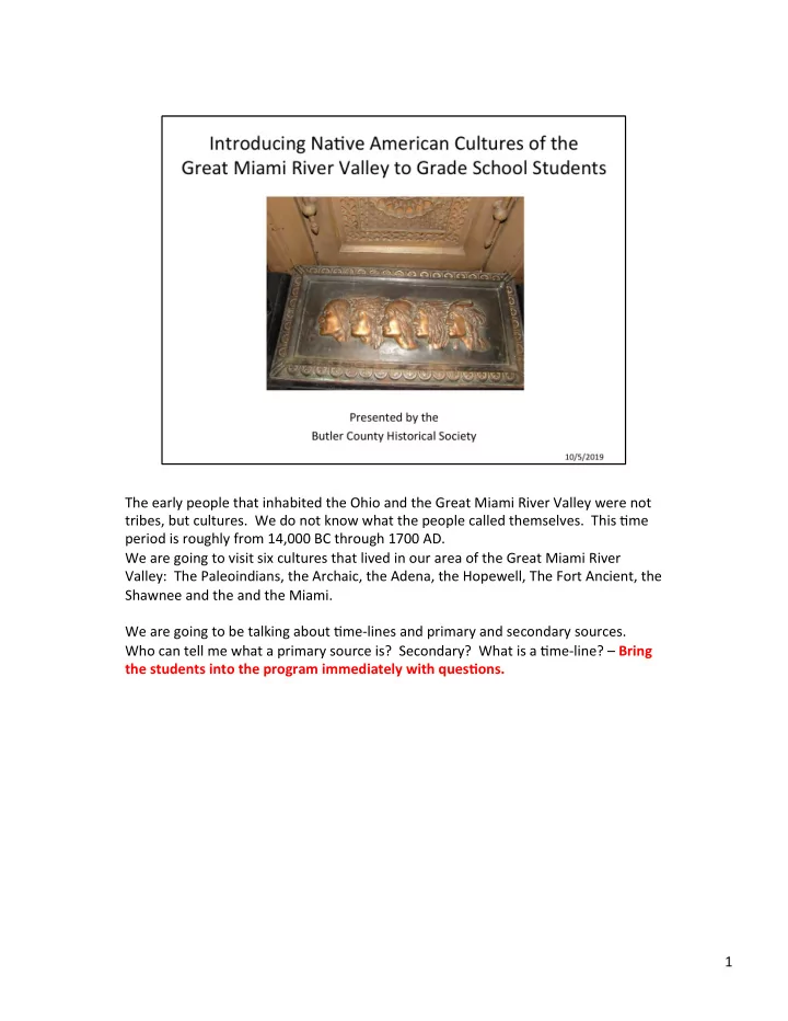 the early people that inhabited the ohio and the great