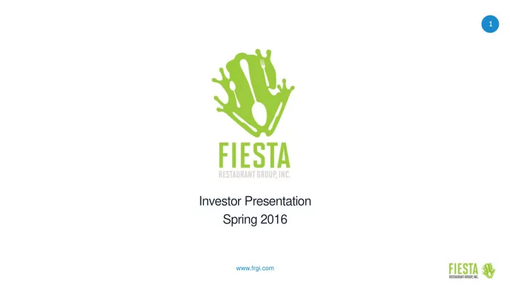 investor presentation spring 2016