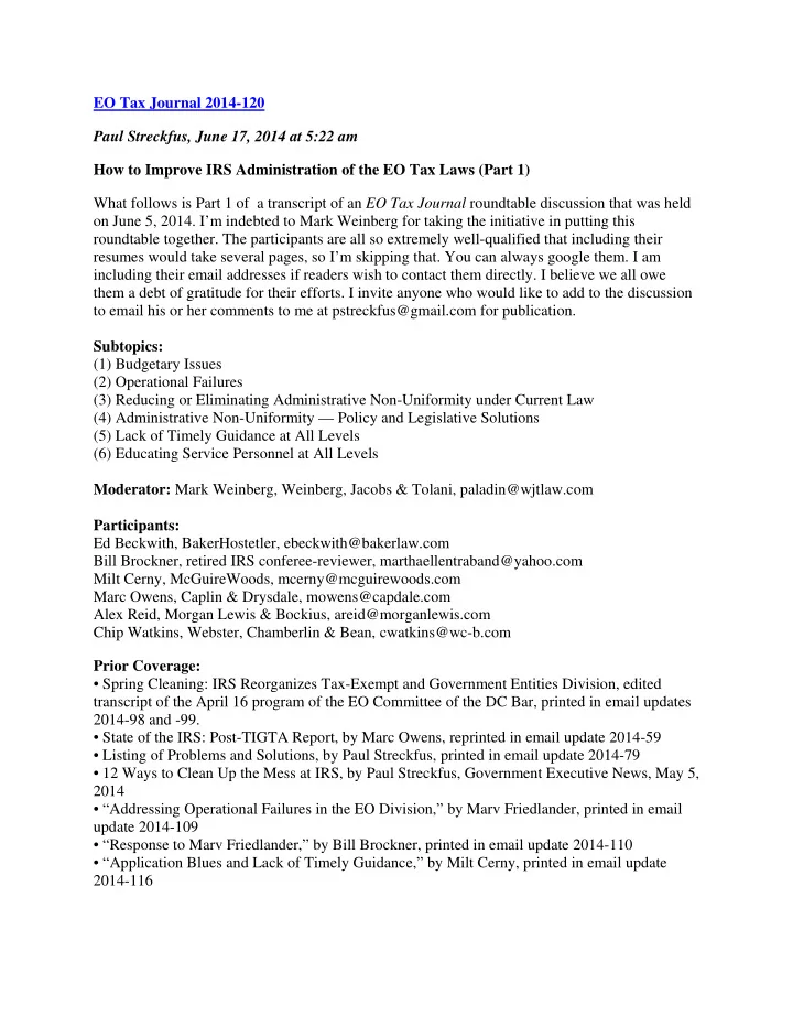 eo tax journal 2014 120 paul streckfus june 17 2014 at 5