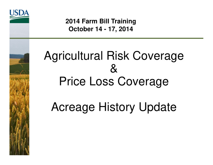 agricultural risk coverage price loss coverage acreage
